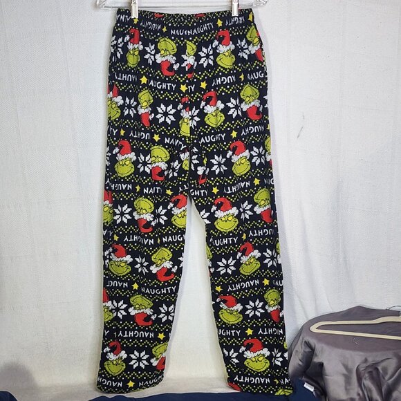 MJC Intl Dr. Seuss Black Green Red Grinch Naughty Poly Fleece Sleep Pants Size M - Picture 8 of 16